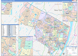 Bergen-Passaic Metro Area Wall Map Color Cast Style 2026